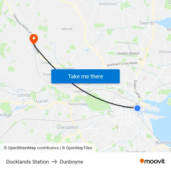 Docklands Station to Dunboyne map
