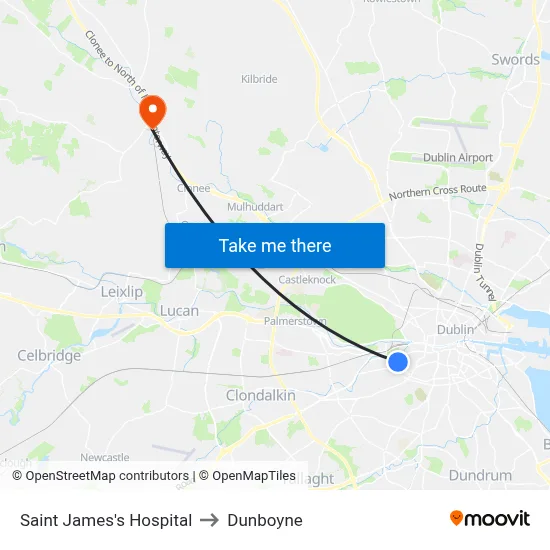 Saint James's Hospital to Dunboyne map