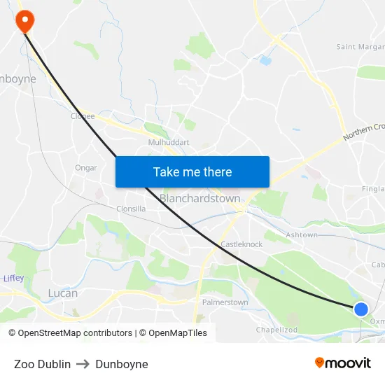 Zoo Dublin to Dunboyne map