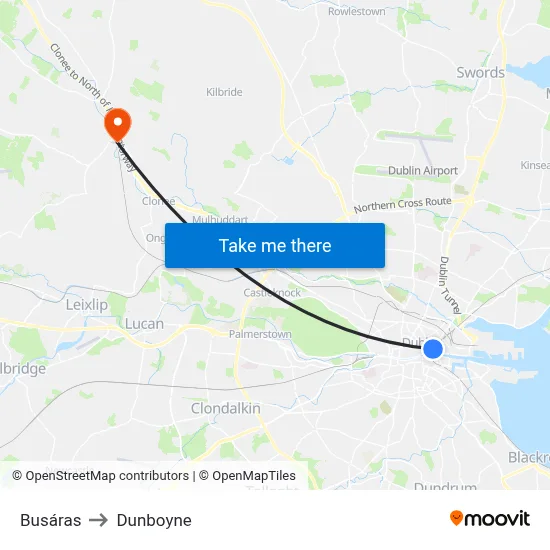 Busáras to Dunboyne map