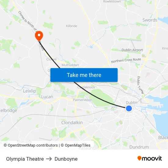 Olympia Theatre to Dunboyne map