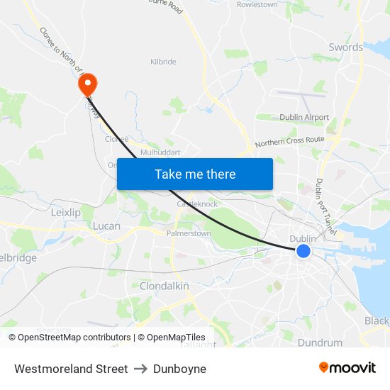 Westmoreland Street to Dunboyne map