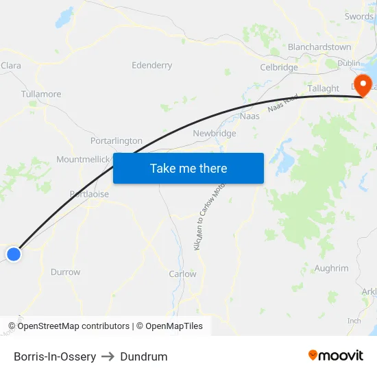 Borris-In-Ossery to Dundrum map