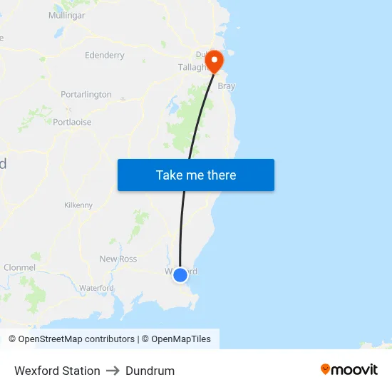 Wexford Station to Dundrum map