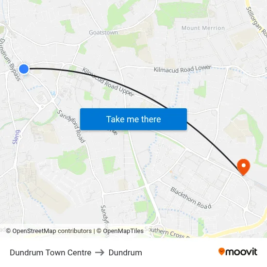 Dundrum Town Centre to Dundrum map