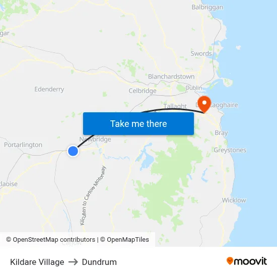 Kildare Village to Dundrum map