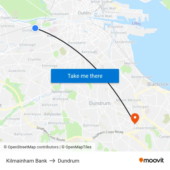 Kilmainham Bank to Dundrum map