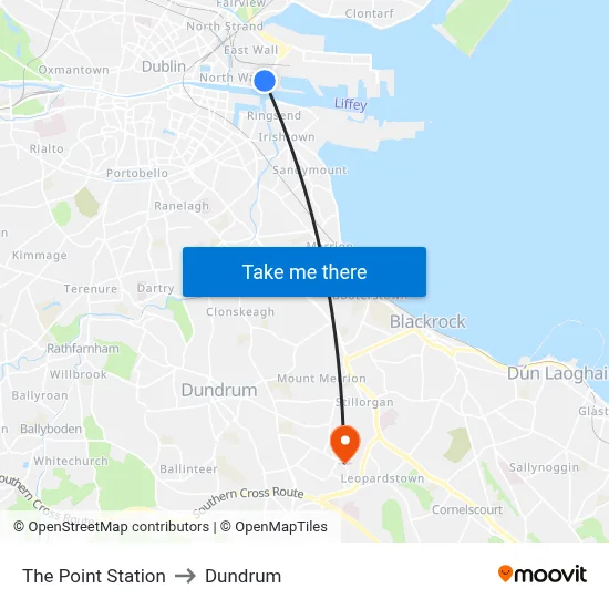 The Point Station to Dundrum map