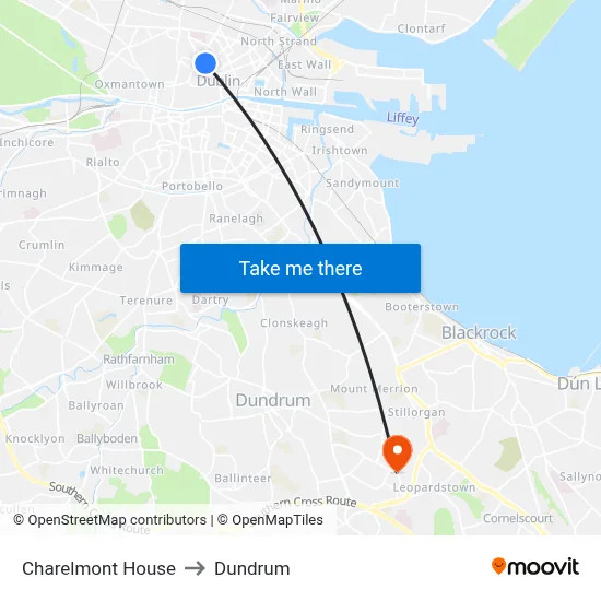 Charelmont House to Dundrum map