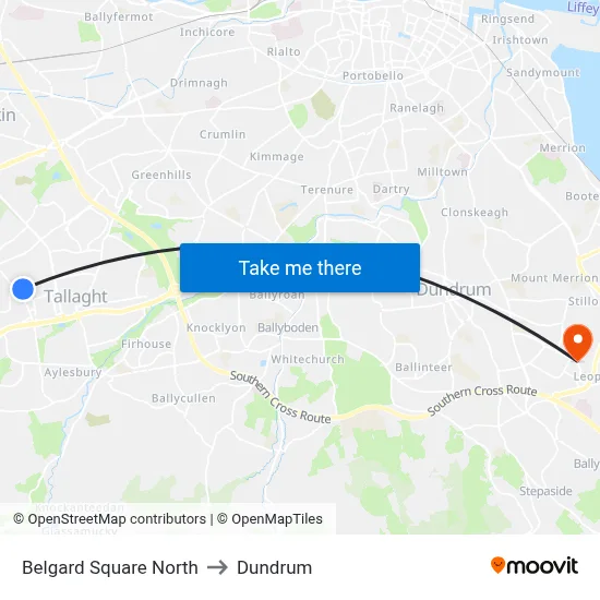 Belgard Square North to Dundrum map