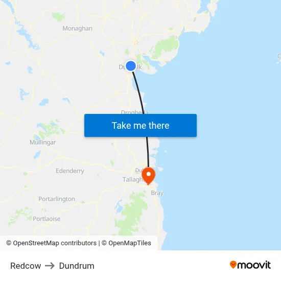 Redcow to Dundrum map
