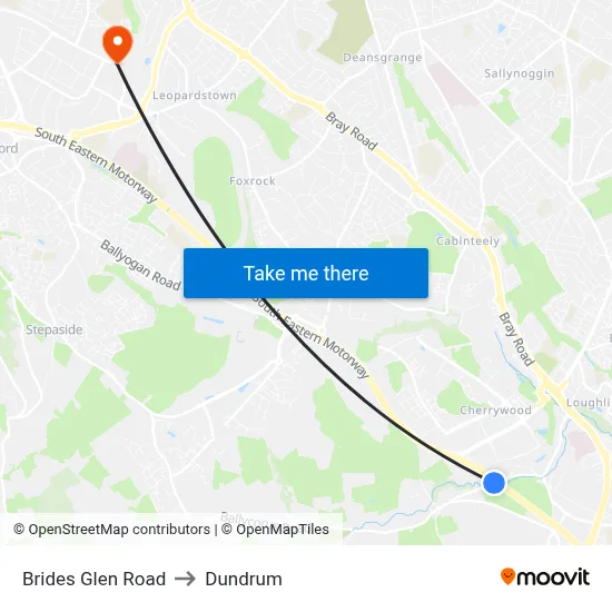 Brides Glen Road to Dundrum map