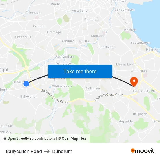 Ballycullen Road to Dundrum map