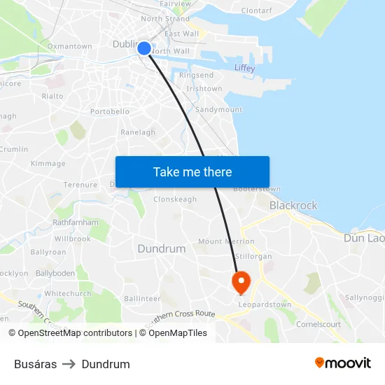 Busáras to Dundrum map