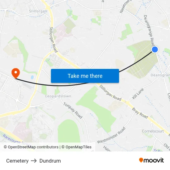 Cemetery to Dundrum map