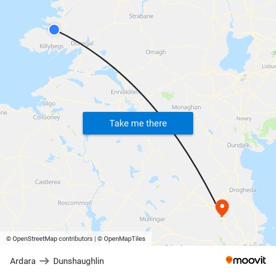 Ardara to Dunshaughlin map