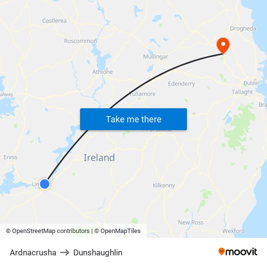 Ardnacrusha to Dunshaughlin map