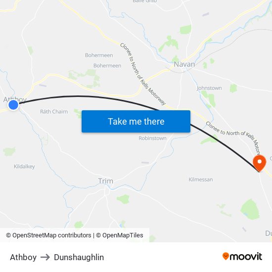 Athboy to Dunshaughlin map