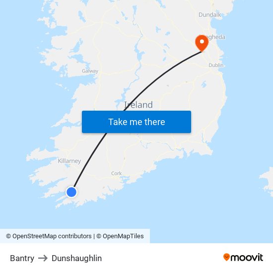 Bantry to Dunshaughlin map
