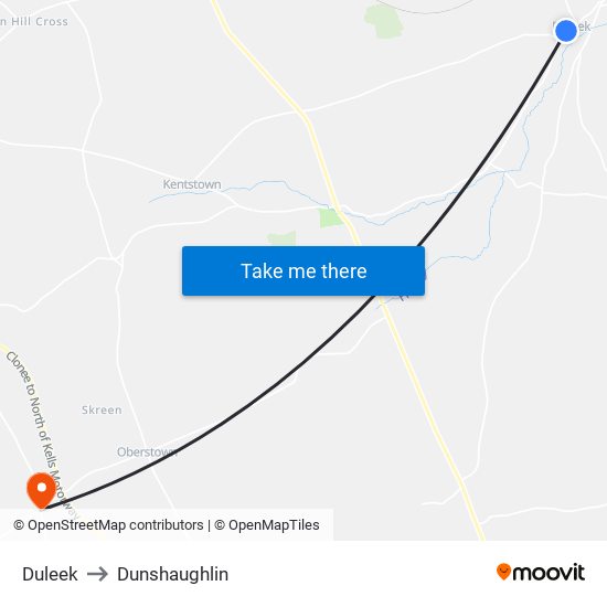 Duleek to Dunshaughlin map