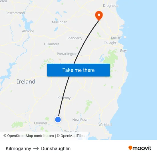 Kilmoganny to Dunshaughlin map