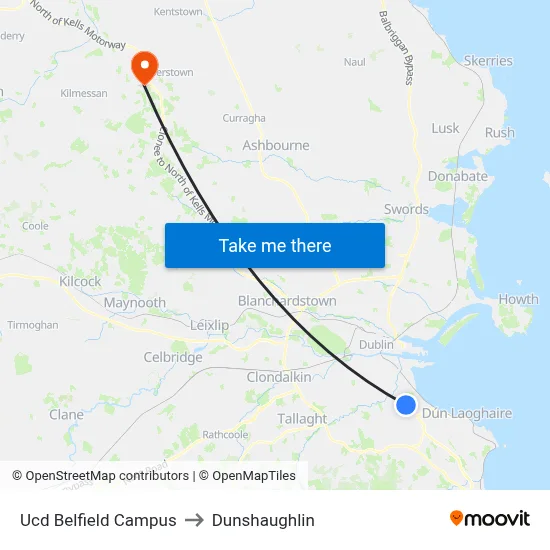 Ucd Belfield Campus to Dunshaughlin map