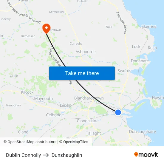 Dublin Connolly to Dunshaughlin map