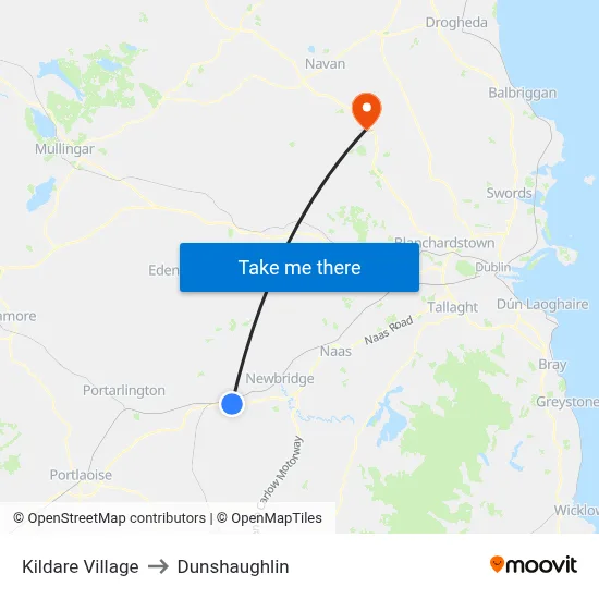 Kildare Village to Dunshaughlin map