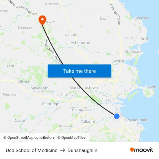 Ucd School of Medicine to Dunshaughlin map