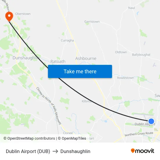 Dublin Airport (DUB) to Dunshaughlin map