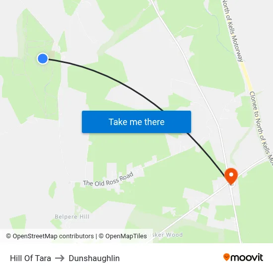 Hill Of Tara to Dunshaughlin map