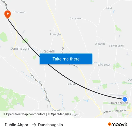 Dublin Airport to Dunshaughlin map