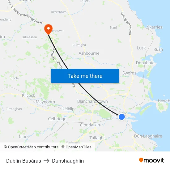 Dublin Busáras to Dunshaughlin map