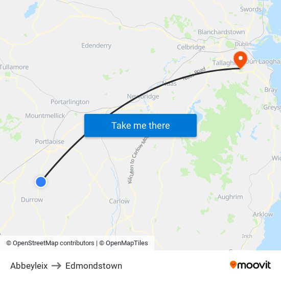 Abbeyleix to Edmondstown map