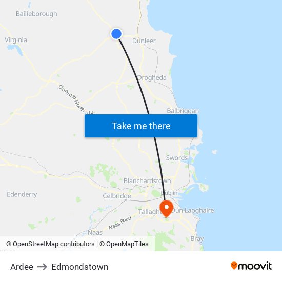 Ardee to Edmondstown map
