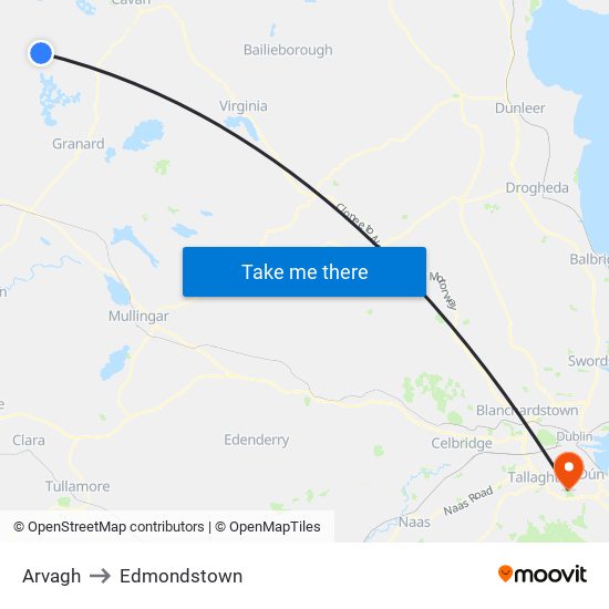Arvagh to Edmondstown map