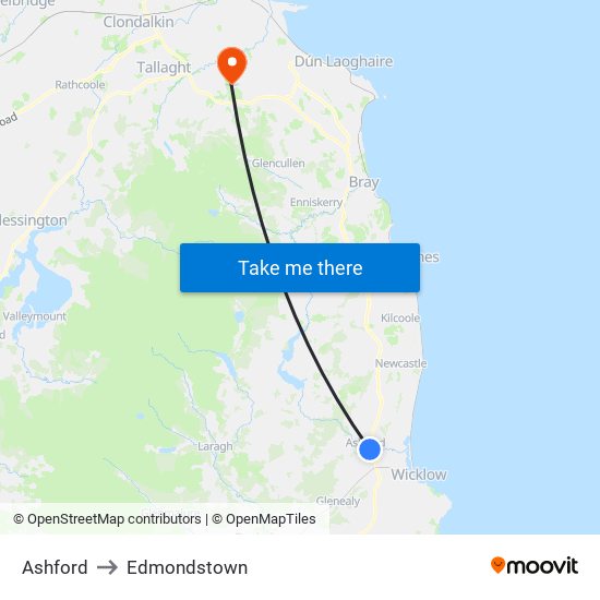 Ashford to Edmondstown map