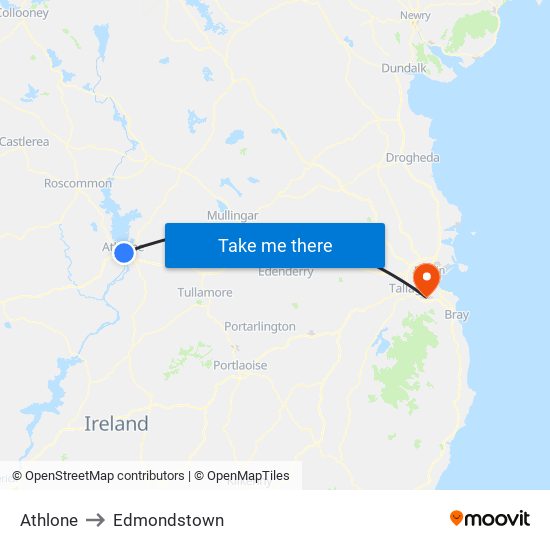 Athlone to Edmondstown map