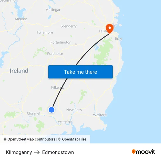 Kilmoganny to Edmondstown map