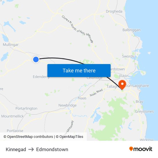 Kinnegad to Edmondstown map