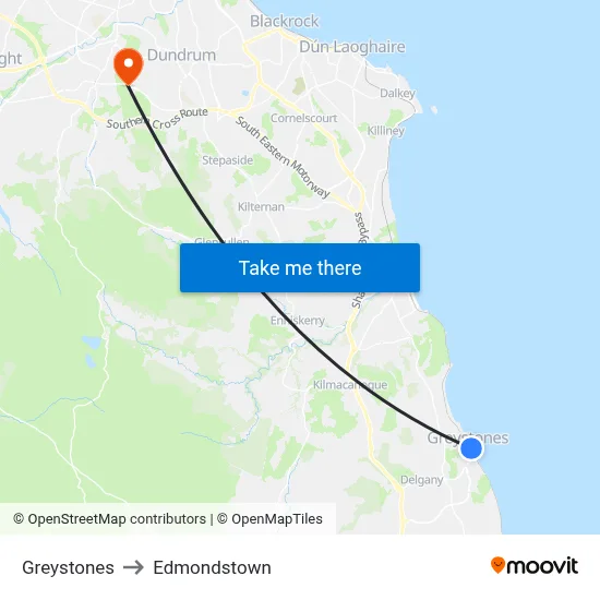 Greystones to Edmondstown map