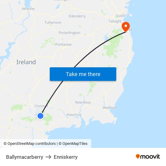 Ballymacarberry to Enniskerry map