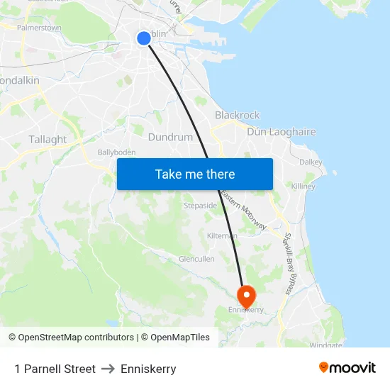 1 Parnell Street to Enniskerry map