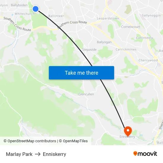 Marlay Park to Enniskerry map