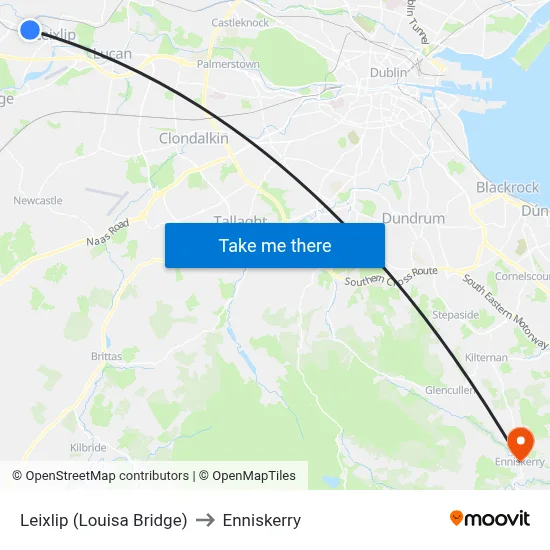 Leixlip (Louisa Bridge) to Enniskerry map