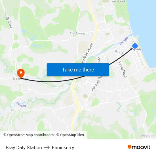Bray Daly Station to Enniskerry map