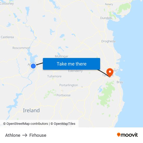 Athlone to Firhouse map