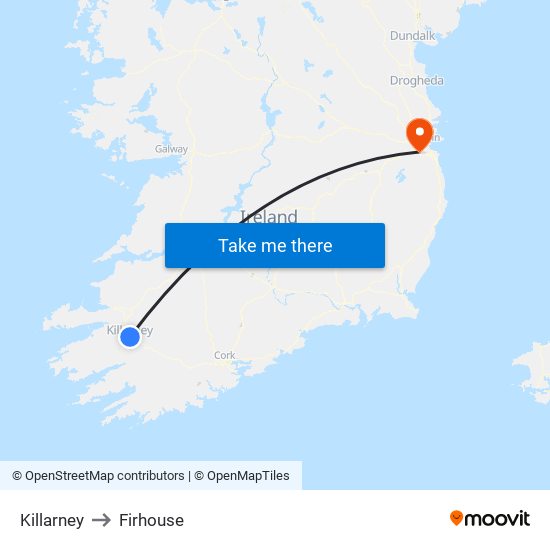 Killarney to Firhouse map