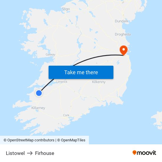 Listowel to Firhouse map