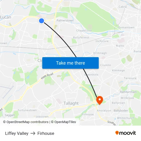 Liffey Valley to Firhouse map